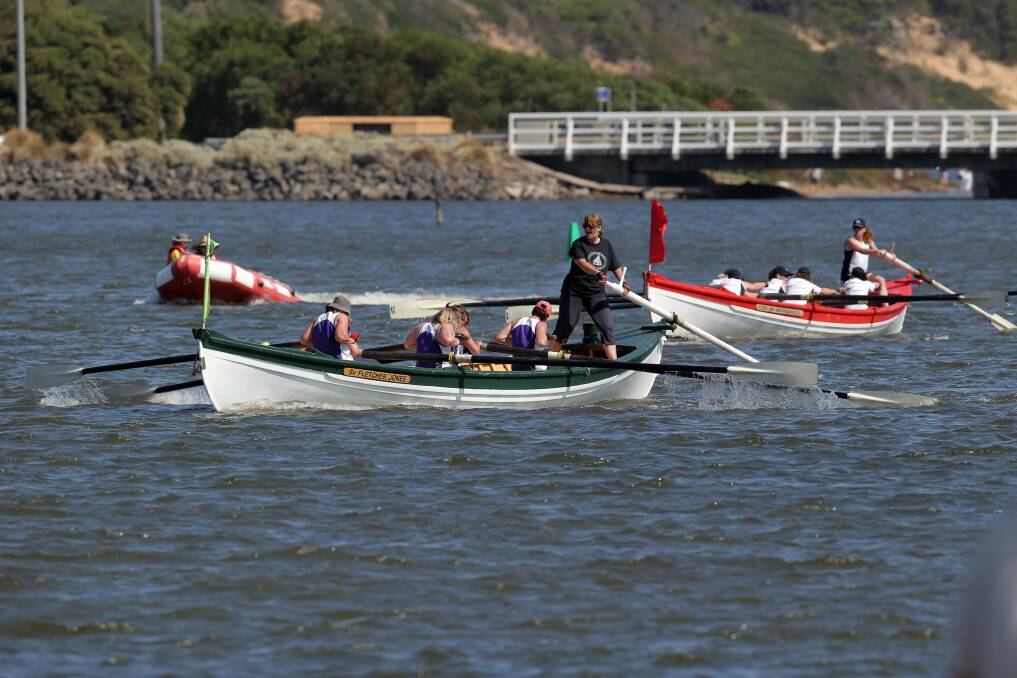 Women’s team Whalers Bluff rows to victory ahead of third-placegetters Happy Little Vegemites.