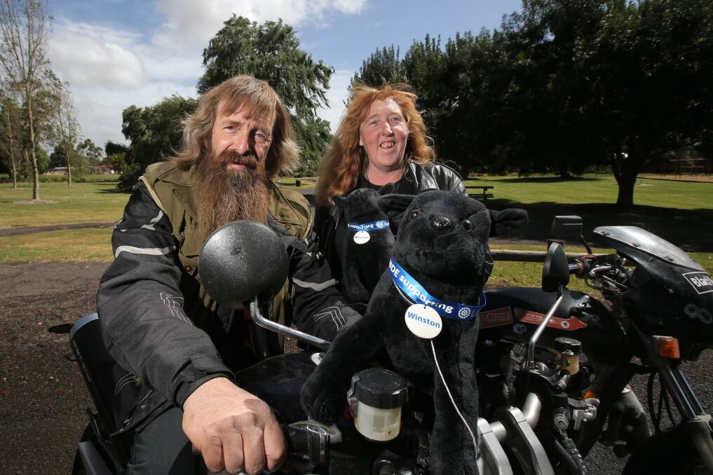  Jeff Leyonhjelm and Heather Muskee will ride from Penshurst to Port Fairy to raise awareness of the Black Dog Institute and depression.
