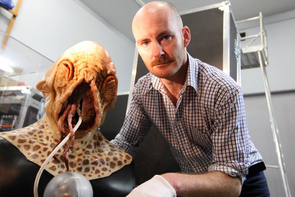 Warrnambool Art Gallery director John Cunningham with an Ood from Dr Who which will be part of the Invasion exhibition. 