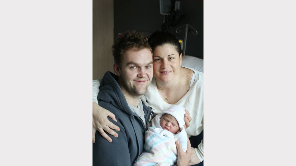Richard Davies and Ali Torney with baby daughter, Miley Rose Davies, born at Warrnambool Base Hospital. 