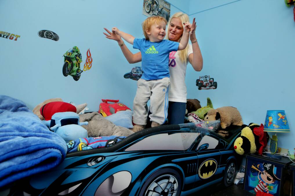 Warrnambool’s Kristie Kelp, with son Blake Gibson, 3, hope to raise enough money to purchase a replacement hearing aid for the young cancer sufferer. 