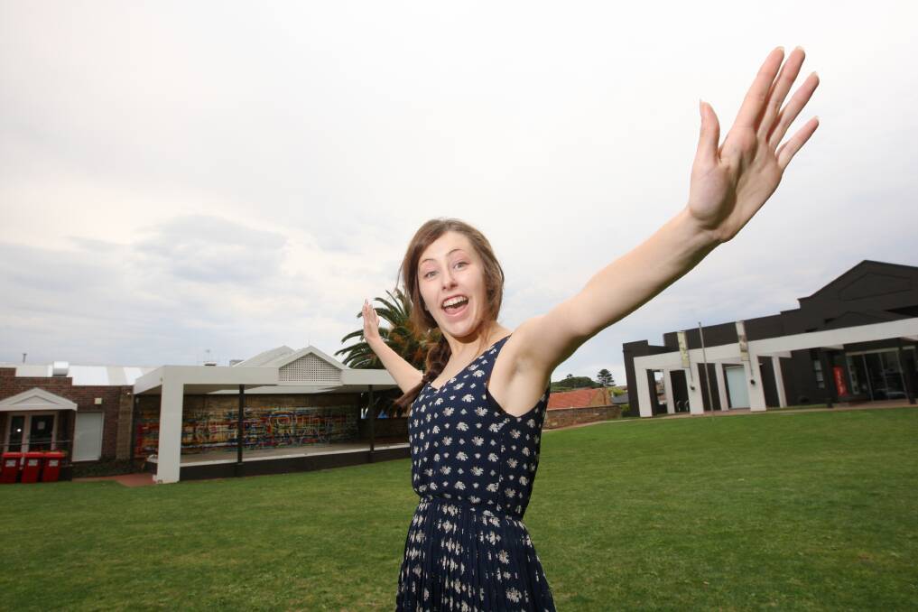 Mortlake’s Sara Bolch shows her excitement yesterday after gaining a placement at the University of Melbourne. 