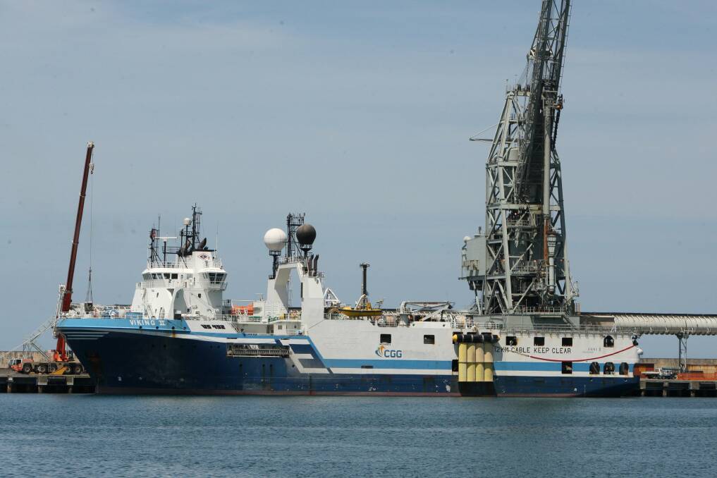 The Viking II, docked in Portland, is involved in the seismic testing. 
