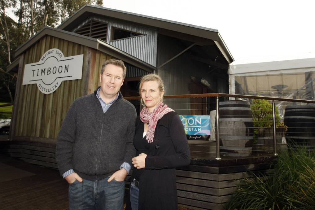 Timboon Railway Shed Distillery owners Tim Marwood and Caroline Simmons. 
