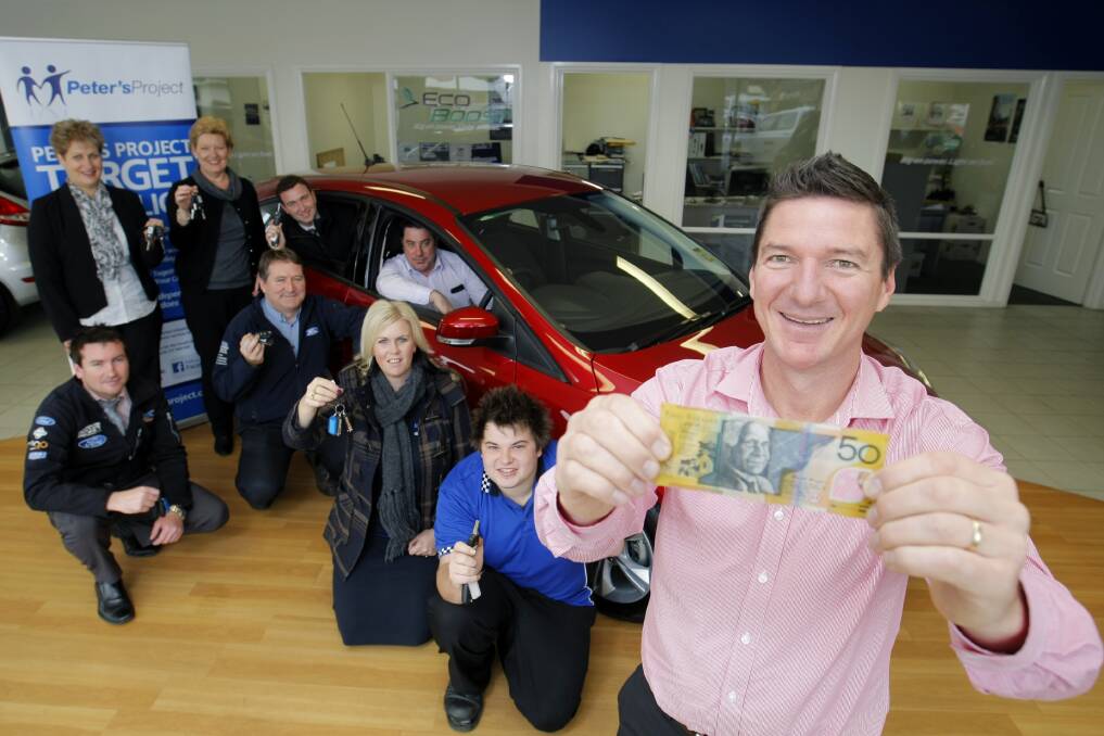 Marcus Norton (front right) and his team at Norton Ford are offering to donate $50 to Peter’s Project when people come in and test drive one of their vehicles.