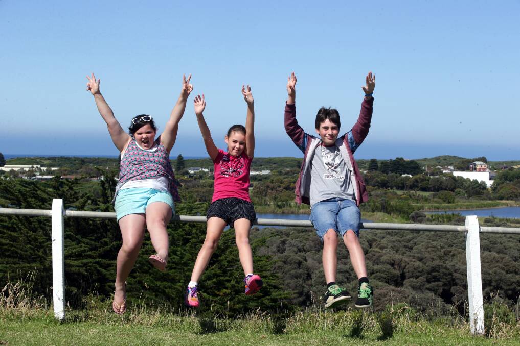 Amelia Finnigan, 11 (left), Keisha Shaw, 11, and Declan Sheppard, 12, have RSL sponsorship to attend Portsea Camp.