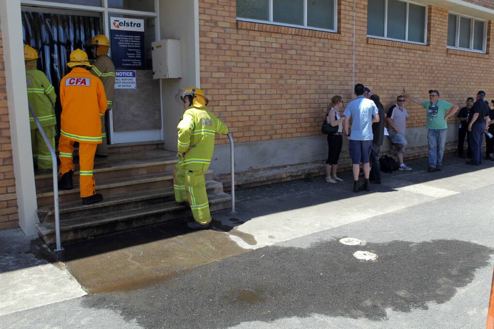 Warrnambool CFA members respond to an alarm at Warrnambool’s Telstra exchange building, caused by a leaking toilet.