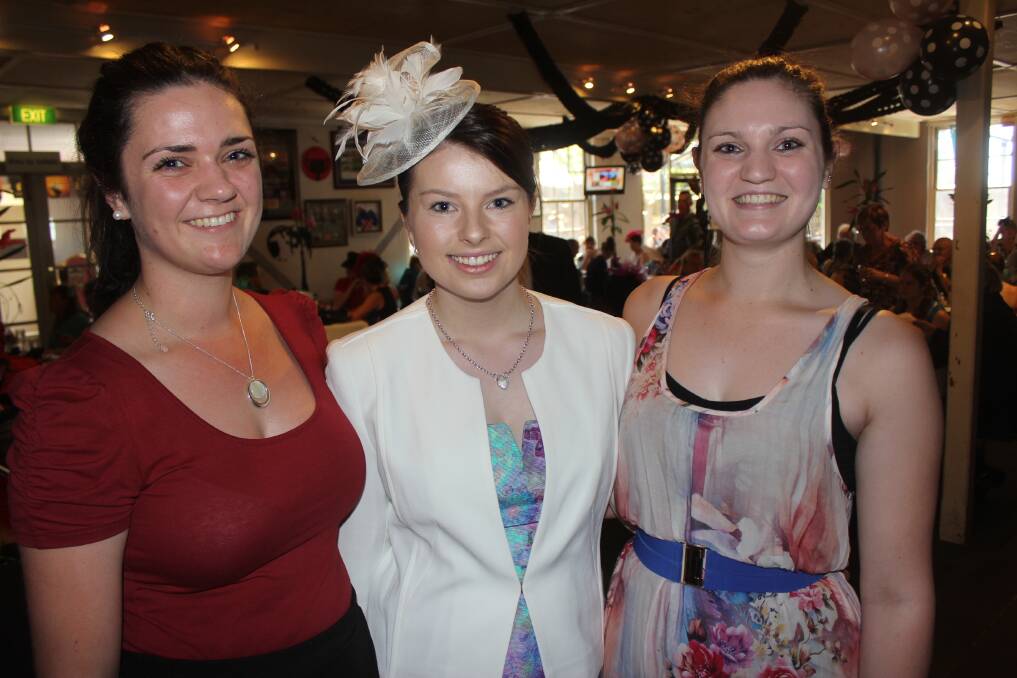 Georgia Moloney, Hayley Bartlett and Alicia Moloney at last year’s Heather Holcombe Memorial Melbourne Cup Day function.
