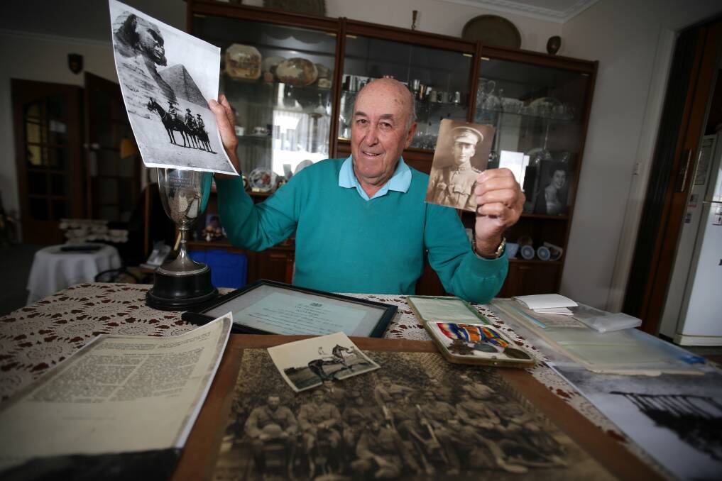 Bill Mountjoy with some of the hundreds of photographs and memorabilia belonging to his father Stan, a veterinarian who served as an officer with the 8th Light Horse Regiment in World War I. 