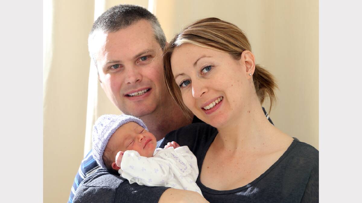 Craig and Carly Sheather with their baby, Lyra, who was born at Wodonga Hospital at 5:55am weighing 2.67kg.