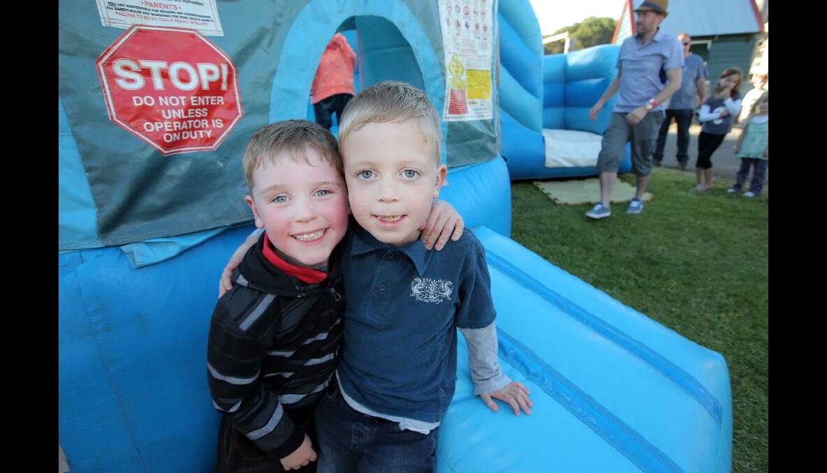  Brayden, 8, and Joshua McDonald ,6, enjoy the activities at Flagstaff Hill. 131231DL17 Picture: DAVE LANGLEY