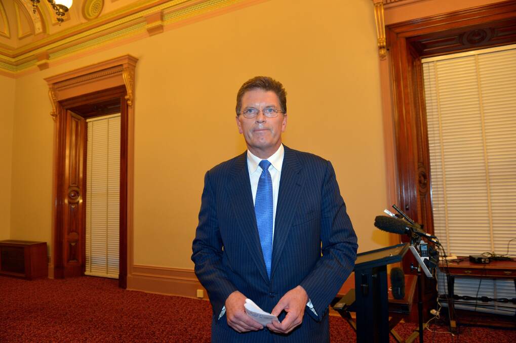 Premier Ted Baillieu after his resignation speech at Parliament House. Photo: Joe Armao