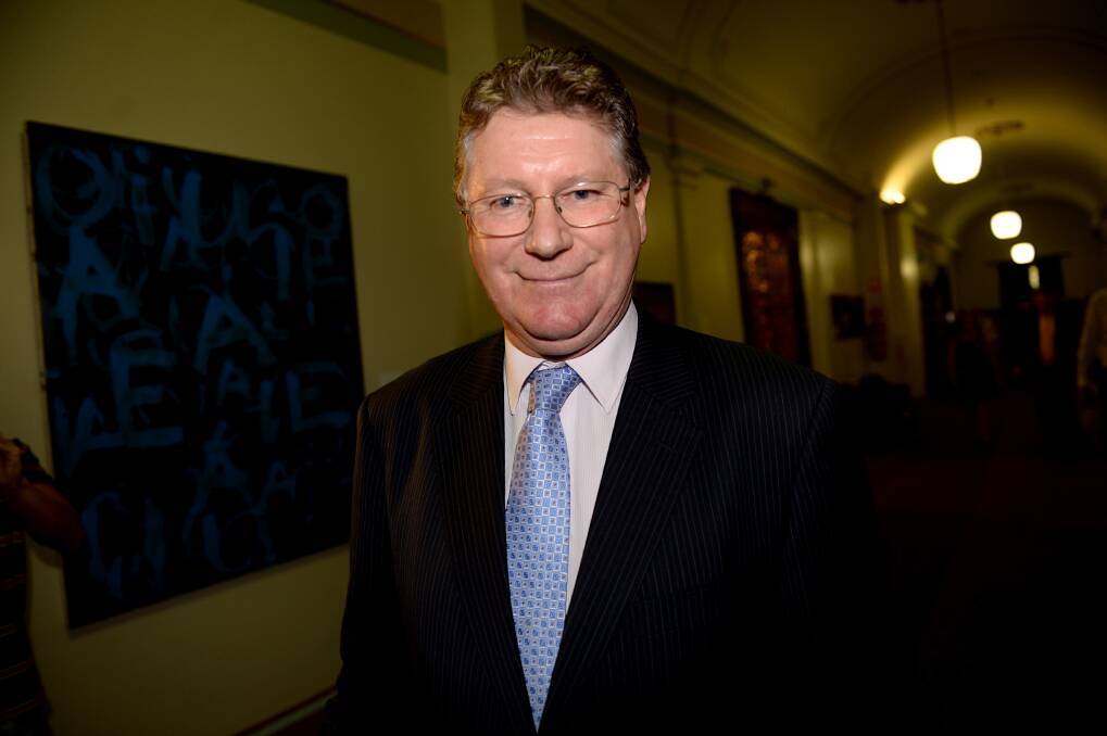 Dennis Napthine is the new Victorian Premier - he is pictured speaking to the media at Parliament House on Wednesday night. Photo: Pat Scala 