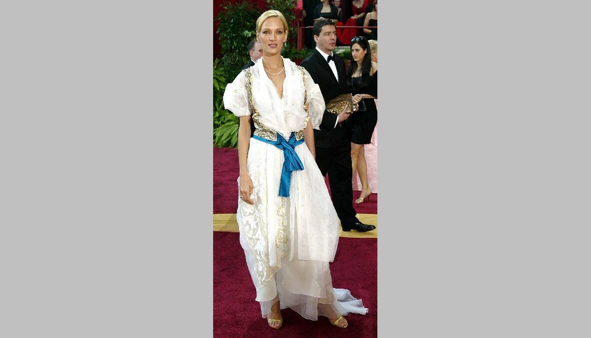 Uma Thurman wore this odd creation in 2002. Photo: GETTY IMAGES