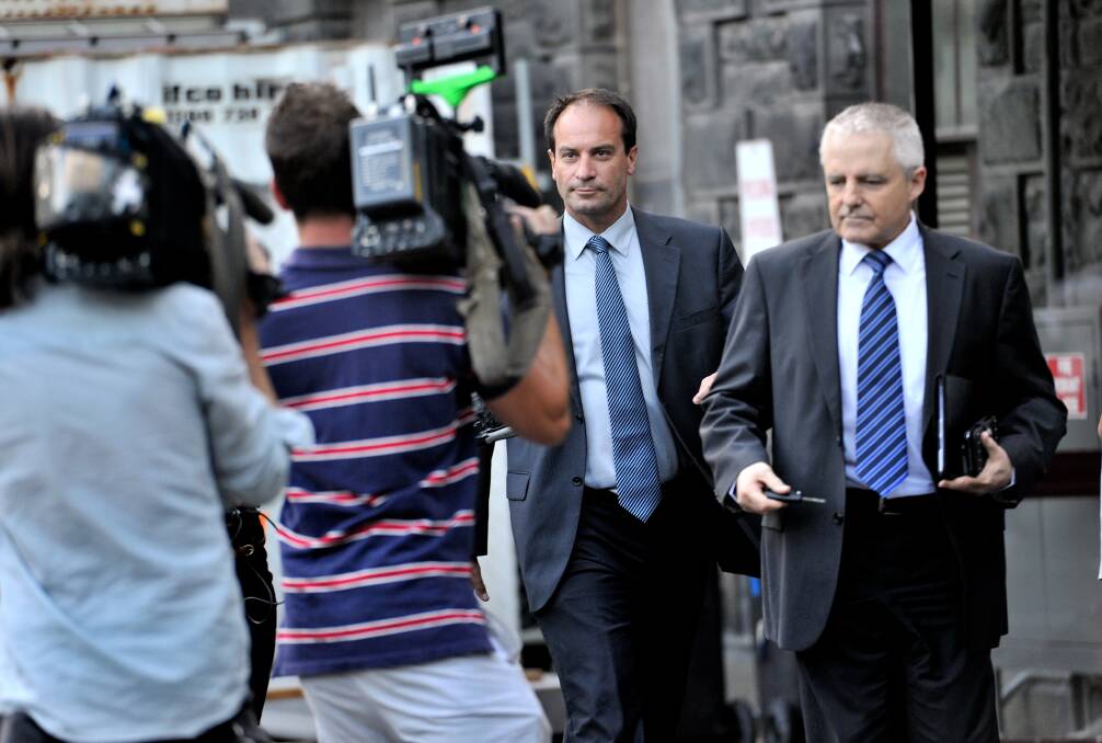 Geoff Shaw leaves parliament house after quitting the Liberal party on Wednesday. Photo: Joe Armao