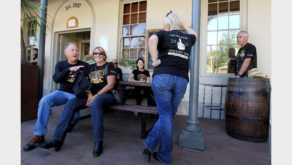 Tim Mathieson takes a quick break at the Friendly Inn during the inaugural Hagar Ride Against Slavery yesterday. Photo: Sylvia Liber