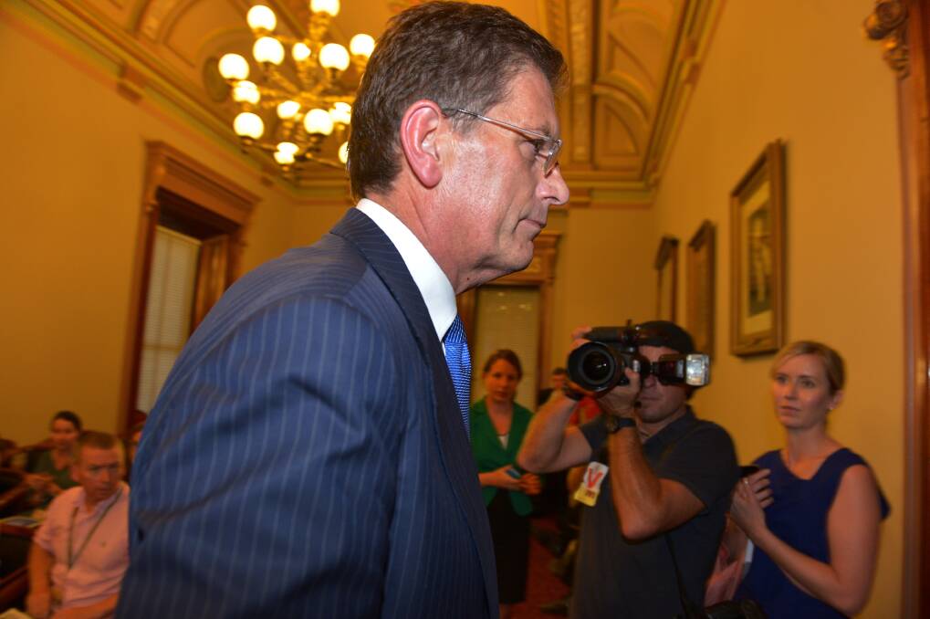 Premier Ted Baillieu after his resignation speech at Parliament House on Wednesday. Photo: Joe Armao