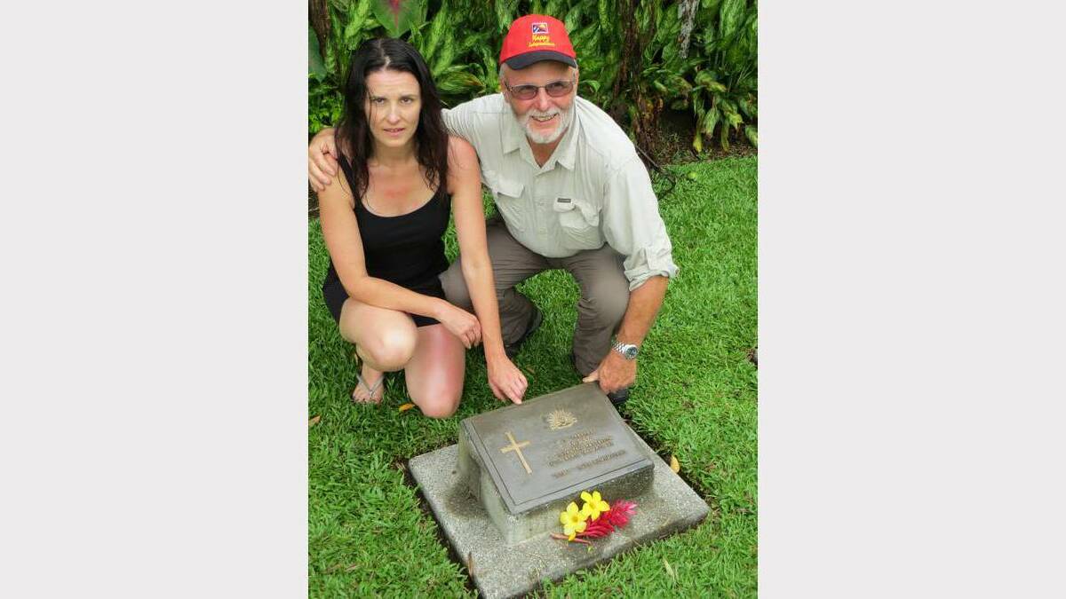 Lex McRae and his daughter Catriona Muir at the grave of Mr McRae’s uncle Tom McRae.
