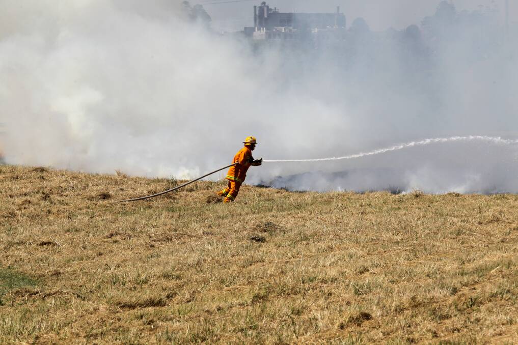Warrnambool CFA members put out a fire caused by a lawnmower on a block of land in Warrnambool.