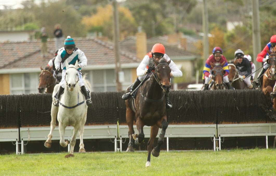 Runners contest one of the season's highlights, the Grand Annual Steeplechase in Warrnambool.