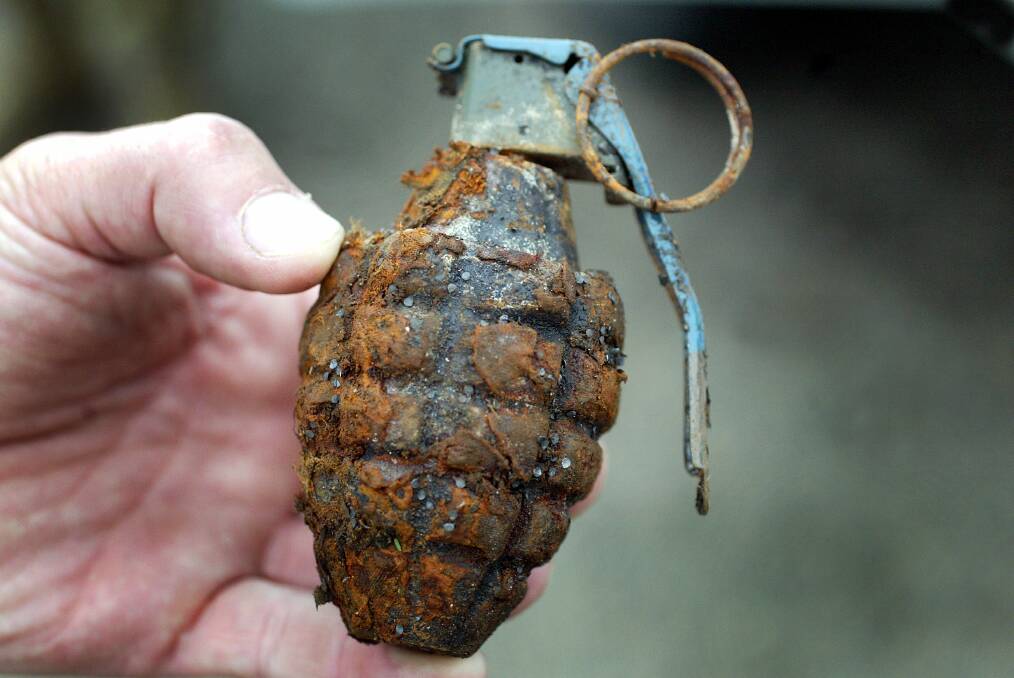 A similar hand grenade was found in Derrinallum's Deep Lake on Saturday.