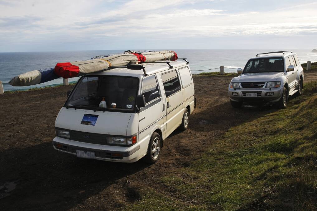 The vehicles of the missing paragliders at the Mathiesons Road car park. One of them, a Victor Harbor man, was later found dead while the other remains missing.