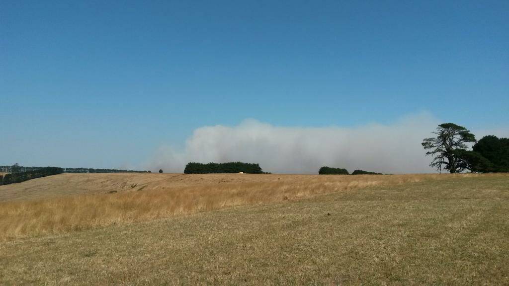 Smoke from the fire visible from south of Camperdown.   