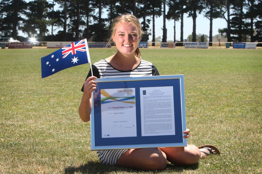Young Citizen of the Year Casey Vallance, 18, from Nirranda.  