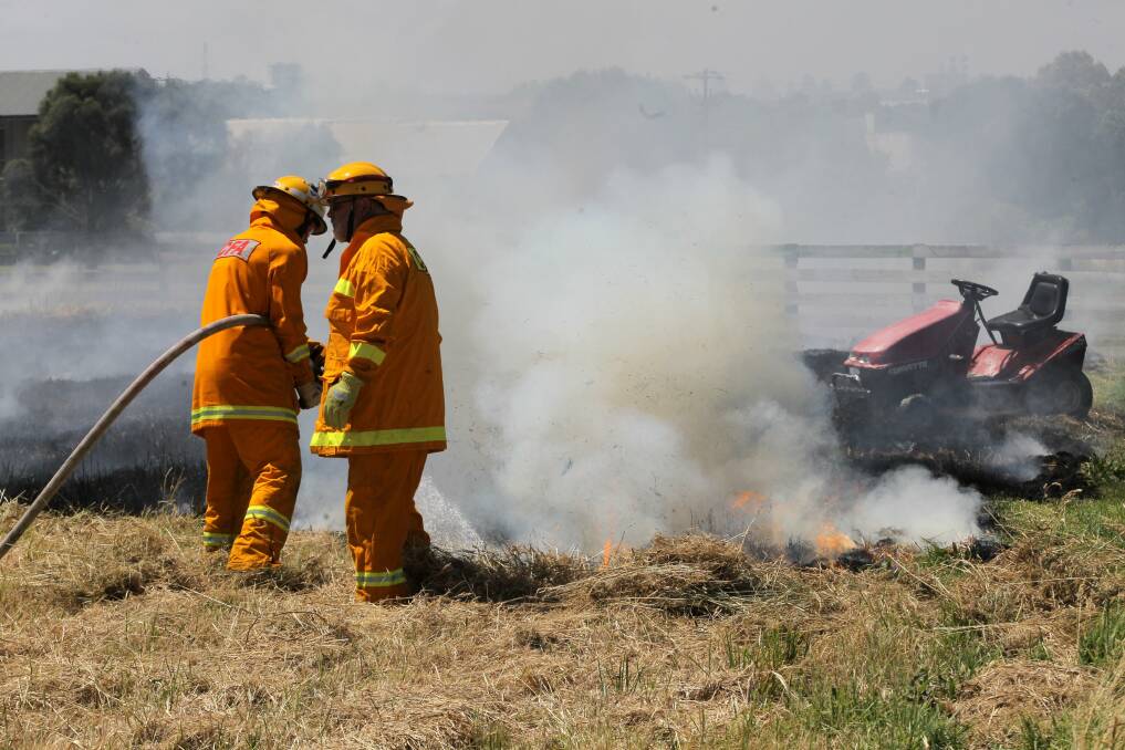 Warrnambool CFA members put out a fire caused by a lawnmower on a block of land in Warrnambool.