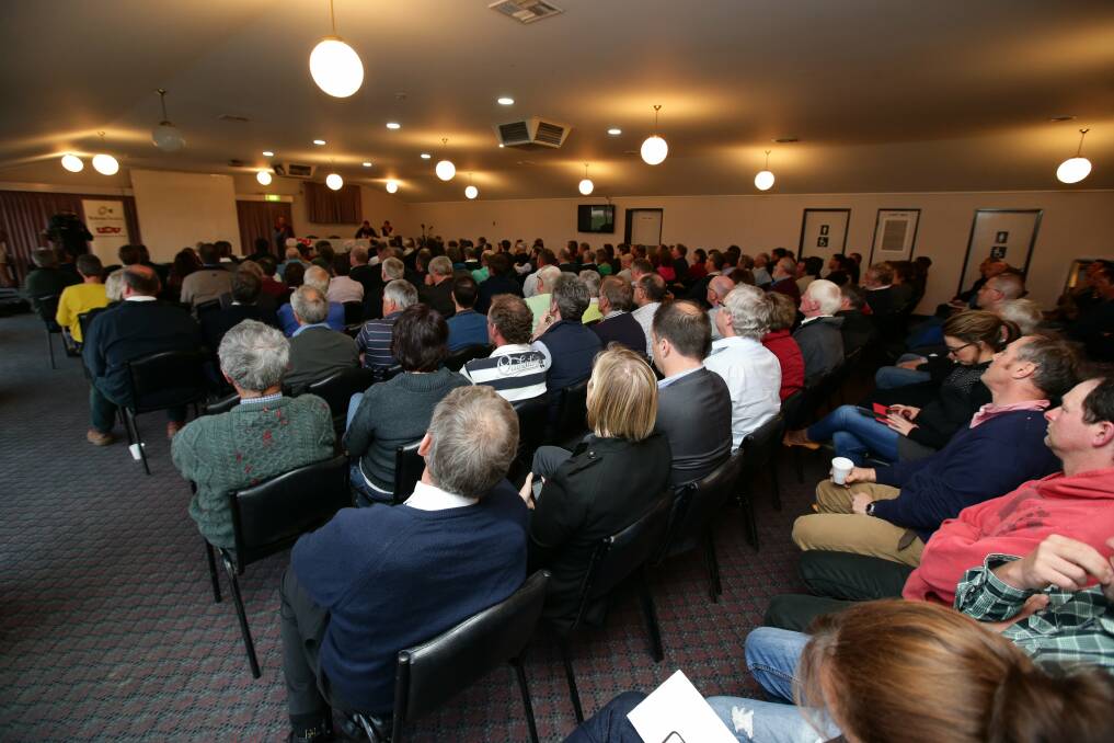 Shareholders and south-west farmers at the UDV meeting last night.