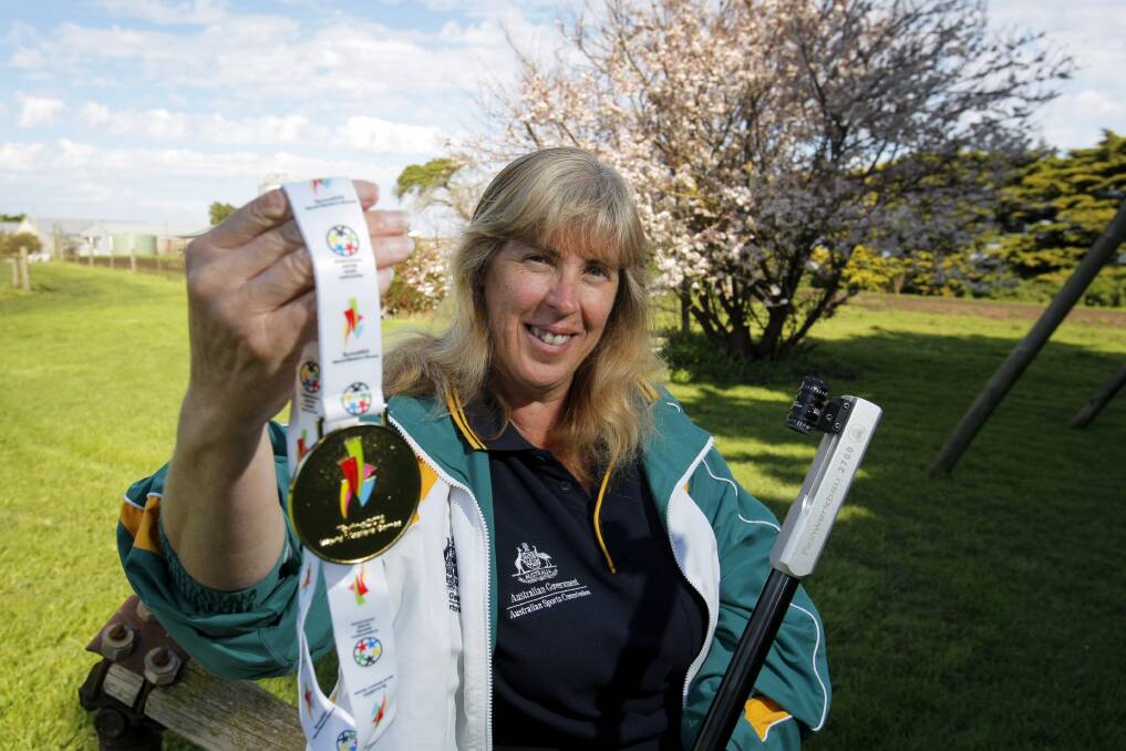 Port Fairy small bore rifle shooter Julie Holcombe has won a gold medal at the World Masters Games in the 50m Prone Womens 50+ event. Picture: ROB GUNSTONE