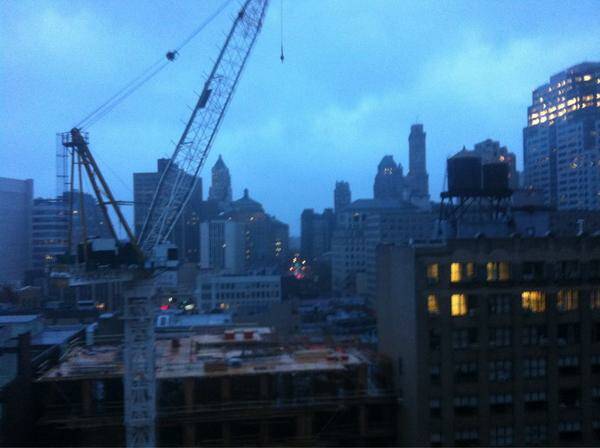 Warrnambool resident Jess McKane took this photo from her New York City hotel room where she is in lockdown during Hurricane Sandy.
