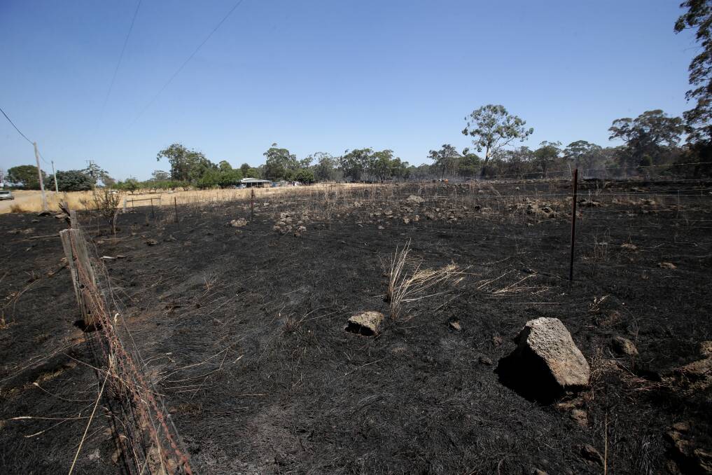 Farm land burnt in the Stoneyford blaze this week.