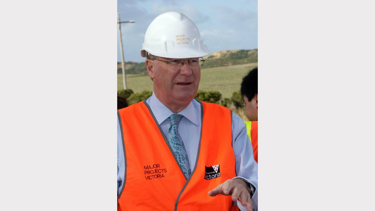  Major Projects minister Denis Napthine at site of new overtaking lanes in between Port Fairy and Yambuk last year.