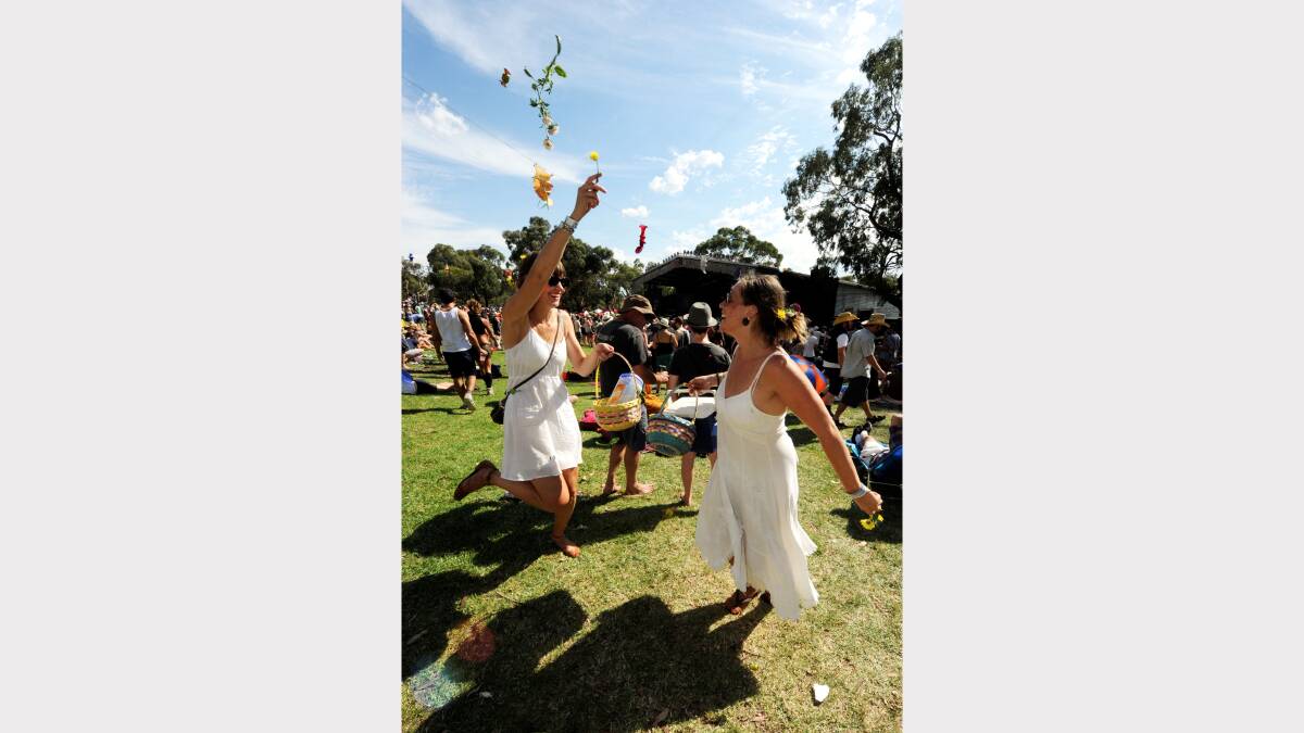 Hennie Darby and Marte Ur dancing at the 2013 Golden Plains festival (picture by Jeremy Bannister).