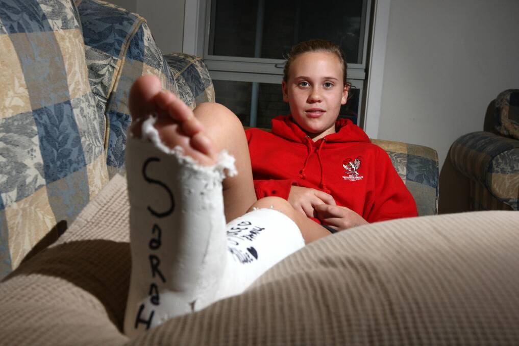 South Warrnambool netballer Genevieve Pope broke her ankle on saturday, playing on the slippery court. 