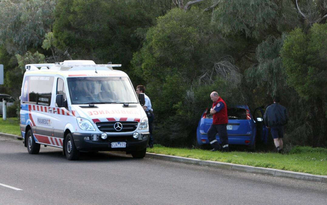 Single car road incident on McGregors Road, Warrnambool at around 3pm.  Picture: AARON SAWALL