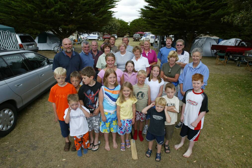 Happy family campers at the Gardens Caravan Park Port Fairy. 