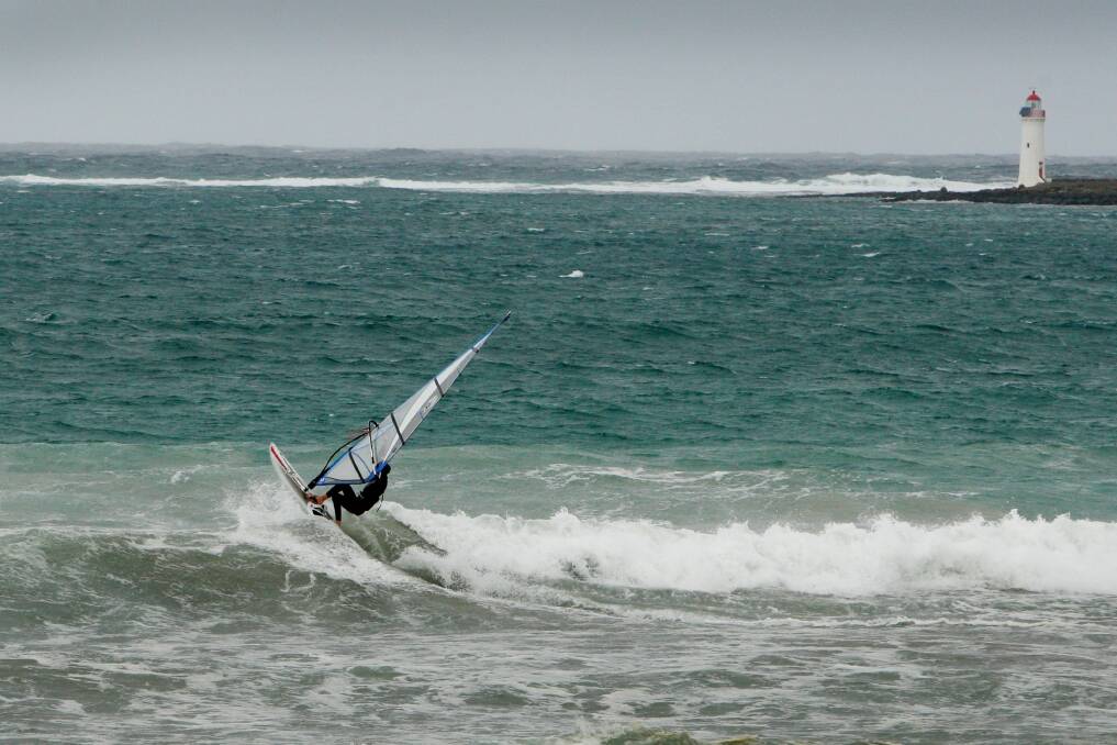 A windsurfer at Port Fairy's East Beach.