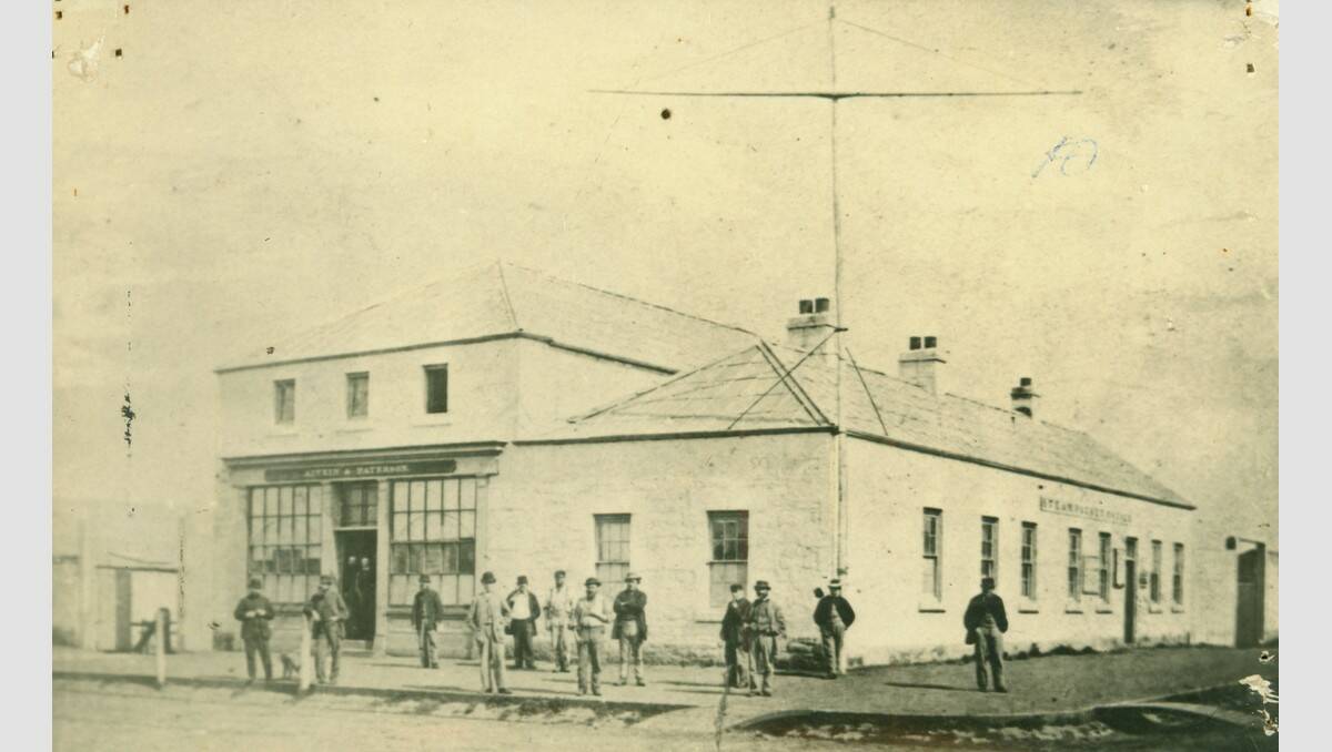 These buildings in 1868 were located on the corner of Liebig Street and Timor Street, now the site of the Civic Green. SOURCE: Warrnambool & District Historical Society.