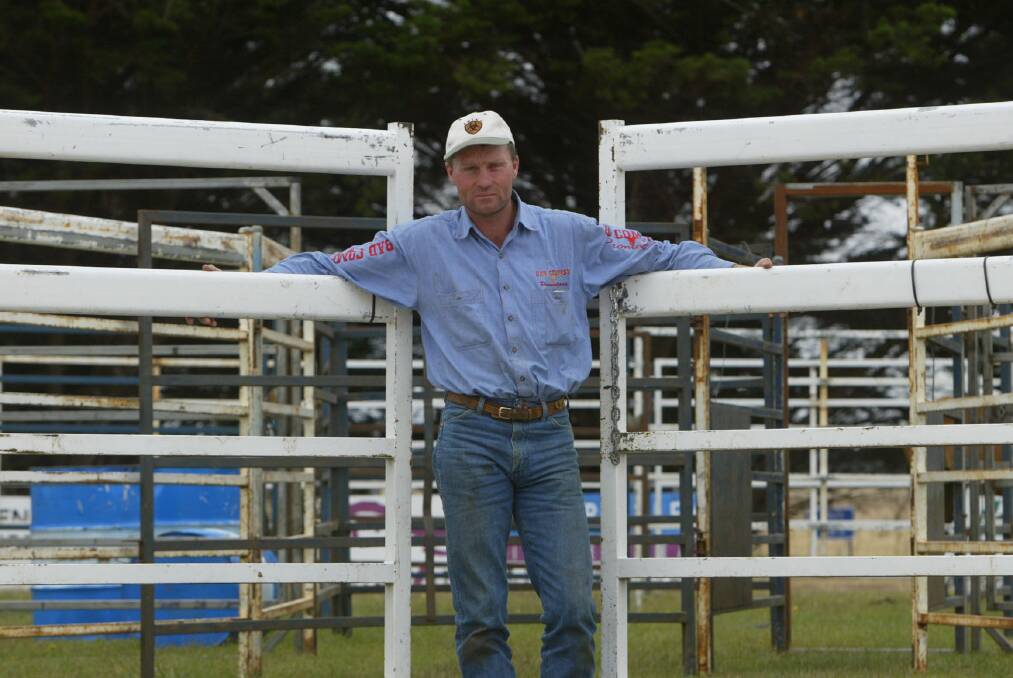Gavin "Jack" Woodall setting up the ring for the rodeo at Tyrendarra.