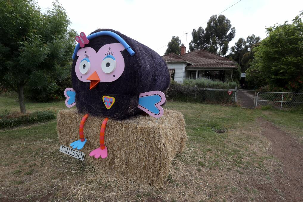 An Angry Birds-inspired hay bale display at the Tarrington 2012 Laternen Festival.