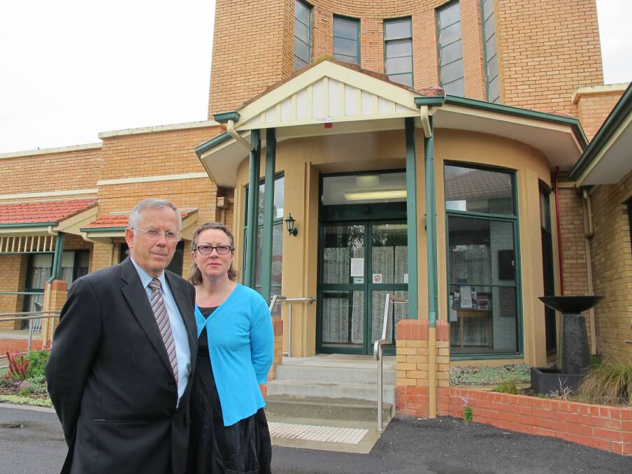 Koroit Health Services board chairman Brian Trotter and chief executive officer Michele Finnigan outside the closed nursing home.