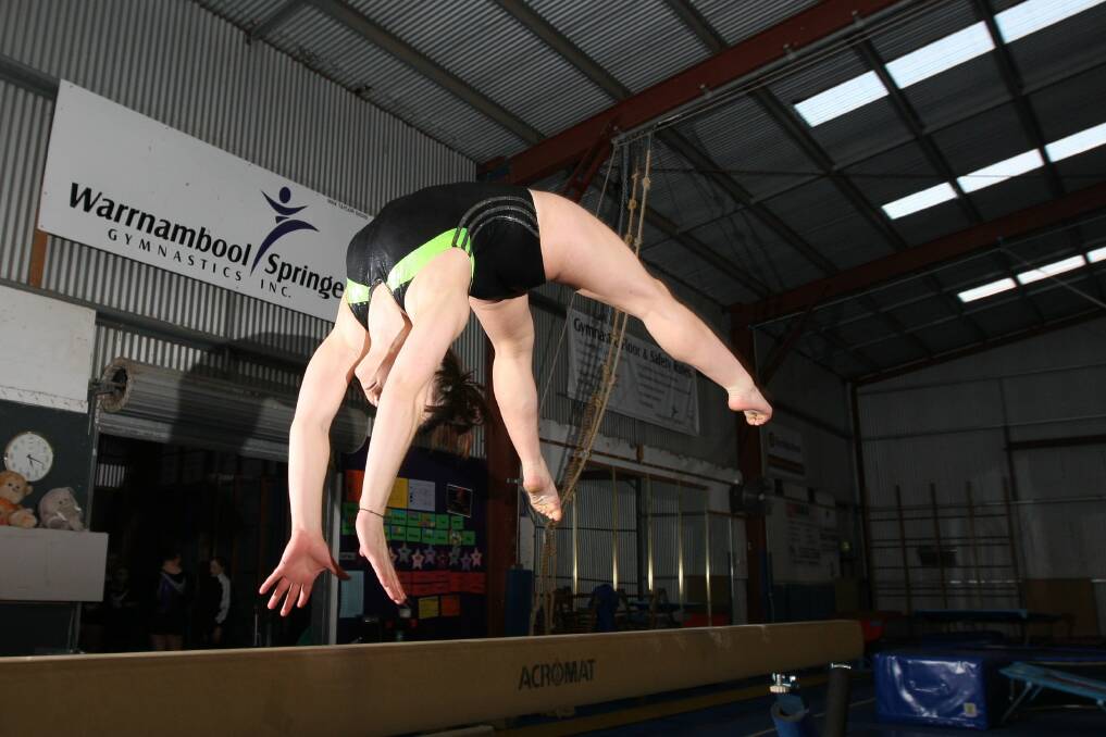 Warrnambool gymnast Michaela Webster in training. Picture: AARON SAWALL