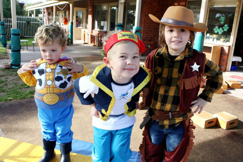  Fletcher Monaghan, 3, Sam Anderson, 5, Archie Pickett at Matron Swinton Childcare Centre's dress up day as part of Childcare Week celebrations.