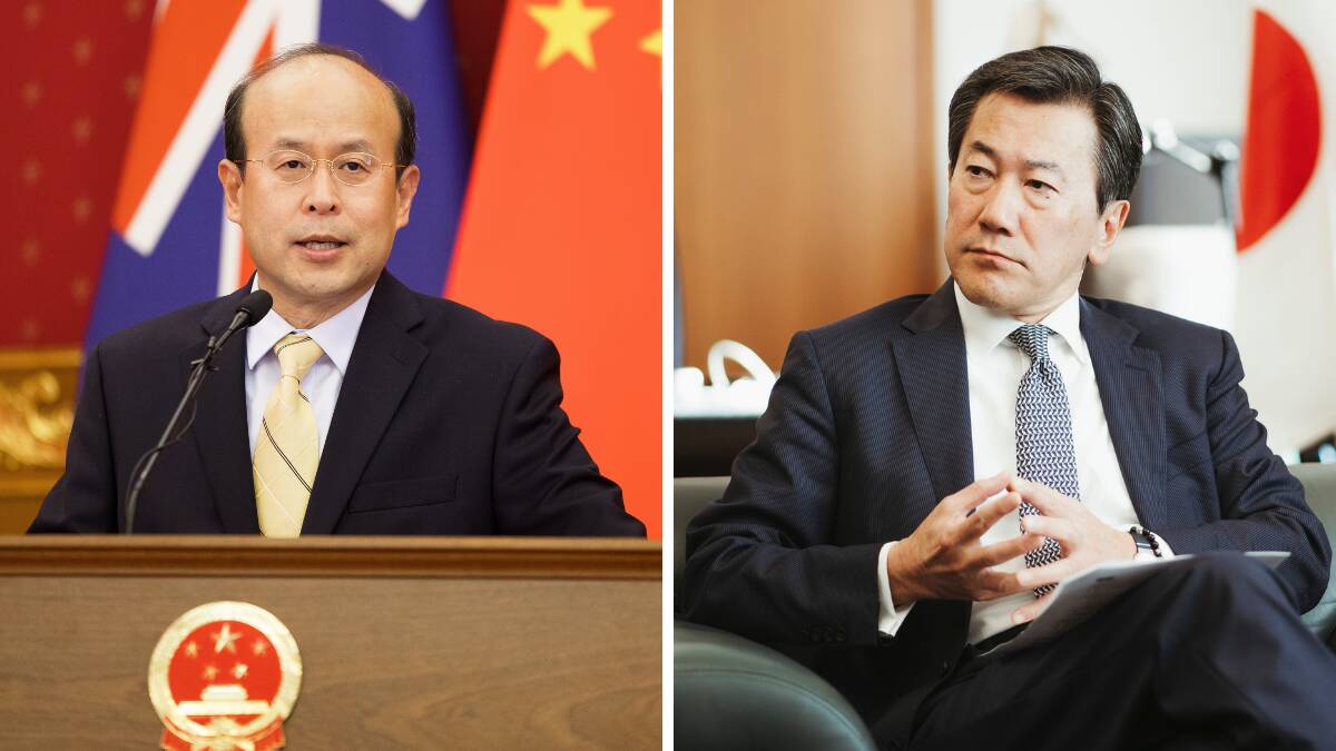 Chinese ambassador Xiao Qian (left) and Japanese ambassador Shingo Yamagami (right). Pictures by Sitthixay Ditthavong, Dion Georgopoulos