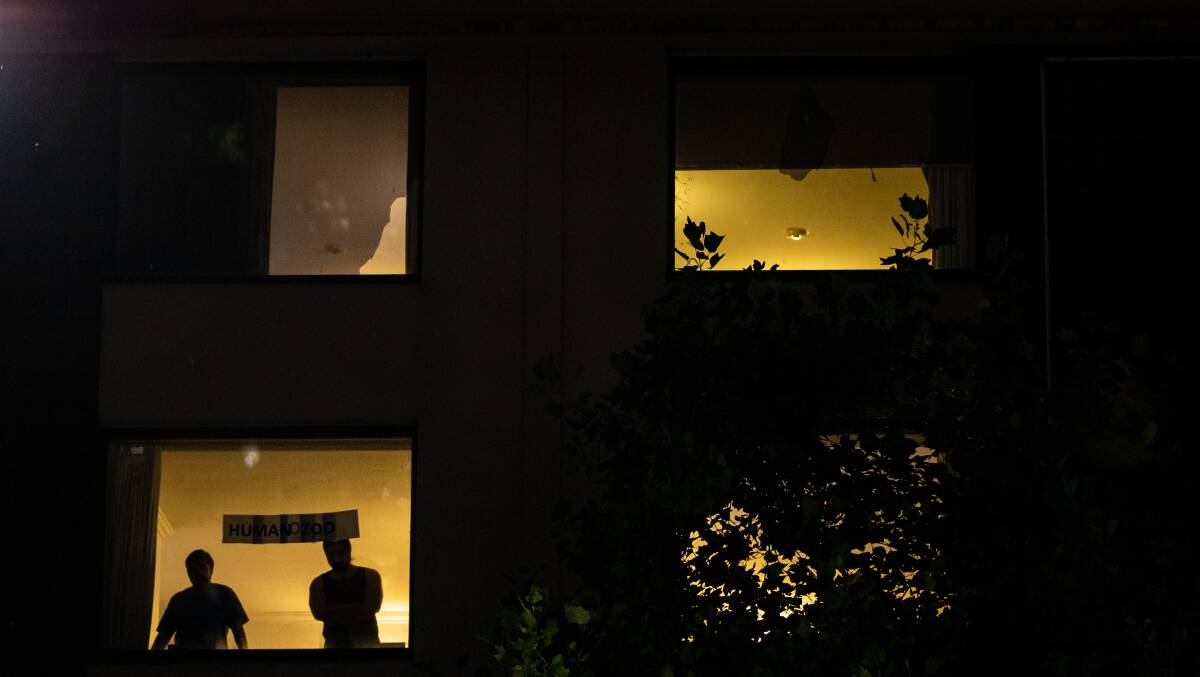 Immigration detainees at Park Hotel in Melbourne. Picture: Getty Images
