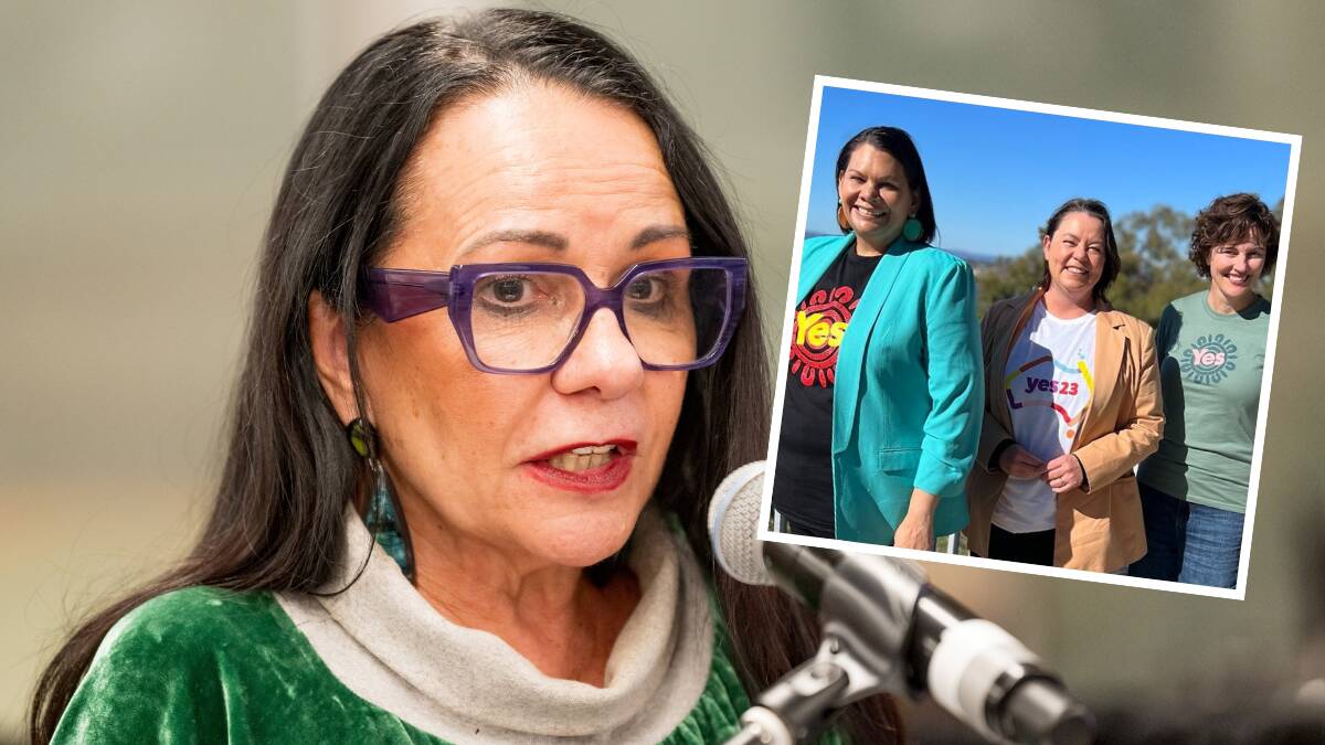 Indigenous Australians Minister Linda Burney, left, with Green senator Dorinda Cox, Resources Minister Madeleine King, and Curtin MP Kate Chaney, inset. Pictures by Phillip Biggs, supplied