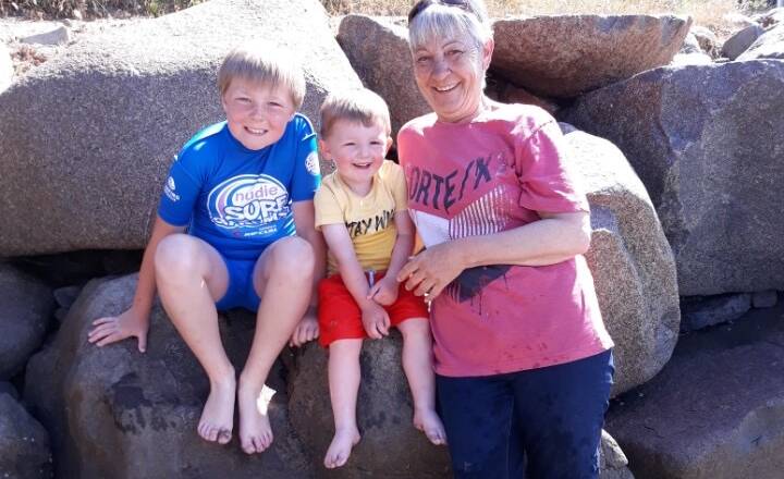 Rosemary Harwood and her grandsons. Picture supplied