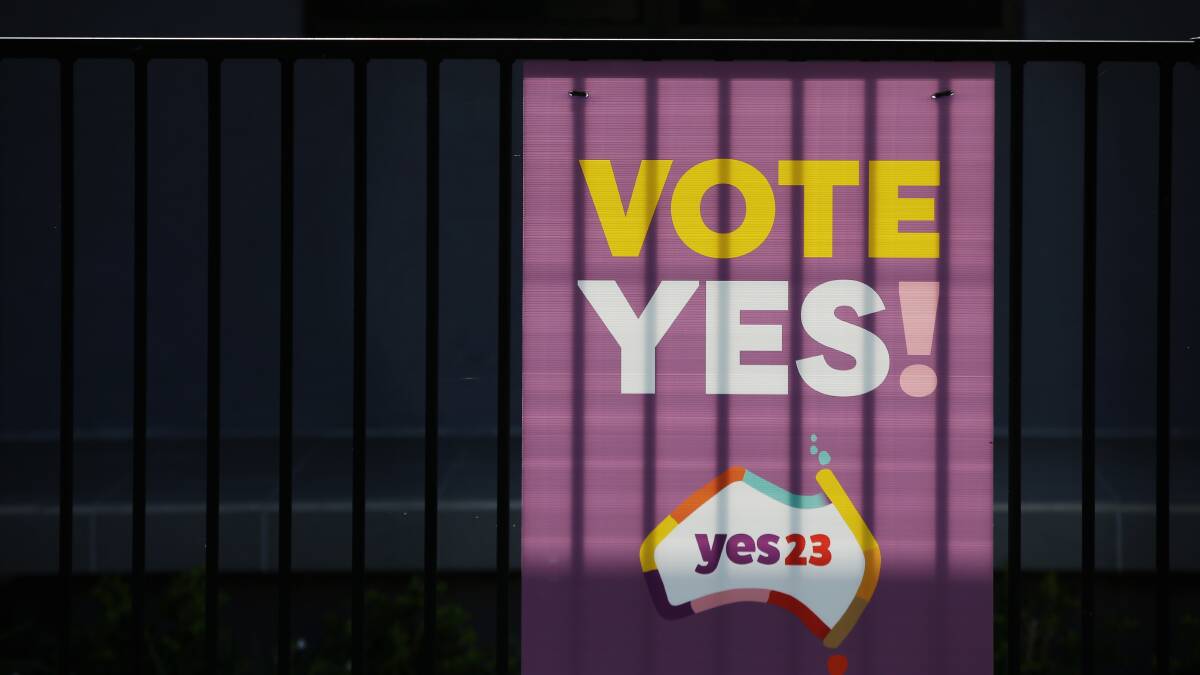 Yes23 posters on a fence. Picture by Simone De Peak 